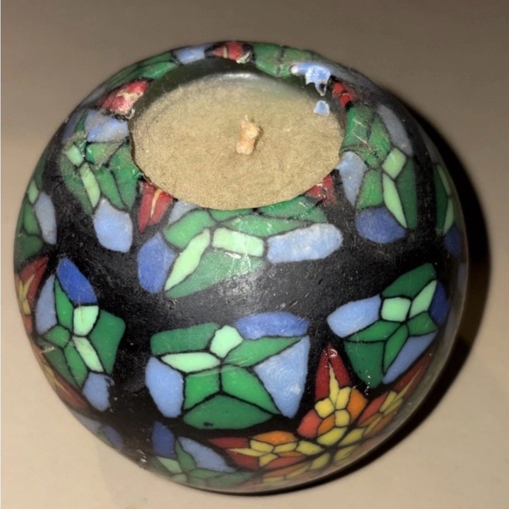 Vintage Stained Glass Designed Spherical Candle